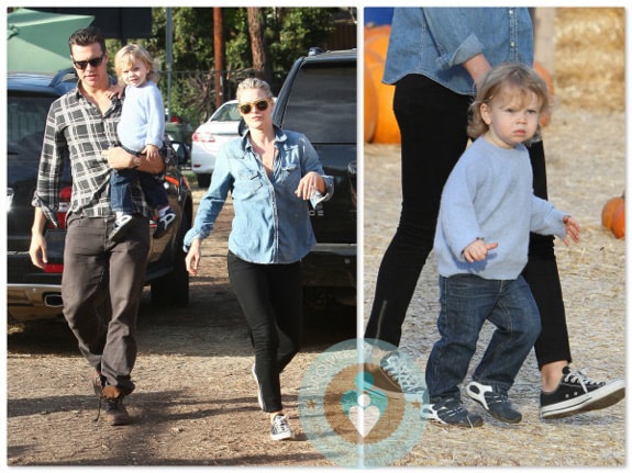 Ali Larter, Hayes Macarthur, Theodore Macarthur at the Pumpkin patch