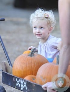 Rebecca Gayheart takes her daughters to the pumpkin patch in beverly hills