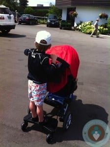 Britax Stroller Board with my son on the back