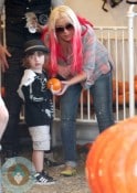 Christina Aguilera with son Max Bratman @ the pumpkin patch 2012