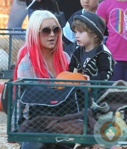 Christina Aguilera with son Max Bratman at the pumpkin patch 2012