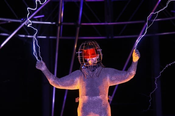 David Blaine during his 'Electrified' performans at Pier 94 Manhattan, NY