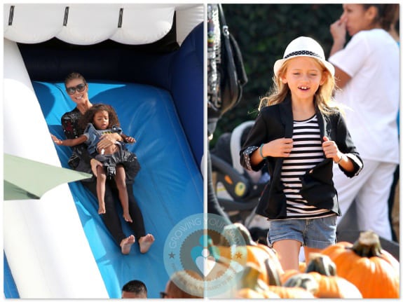 Heidi Klum at the pumpkin patch with her kids