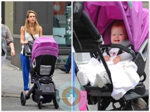 Jessica Alba with baby Haven in NYC (pushing the Orbit Helix)