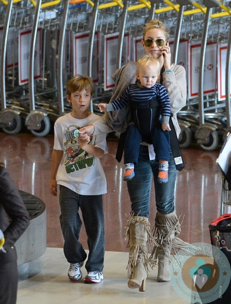 Kate Hudson Catches A Flight With Her Boys in France