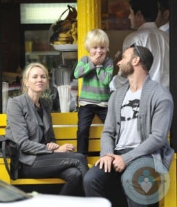 Liev Schreiber, Naomi Watts with their son Samuel in NYC