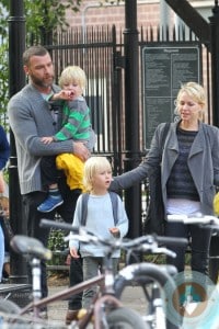 Liev Schreiber and Naomi Watts with Samuel in NYC
