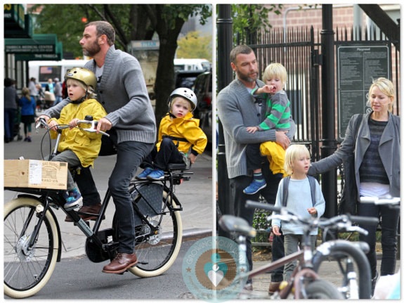 Liev Schreiber and Naomi Watts with sons Sammy and Sacha in NYC