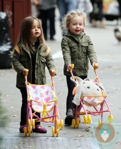 Marion and Tabitha Broderick push their strollers in NYC