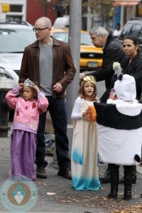 Matt Damon with wife Luciana and daughters Isabella and Gia Halloween