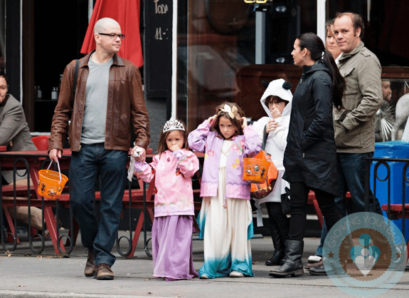 Matt Damon with wife Luciana and daughters Isabella and Gia Halloween