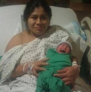 Ninfa Ramirez with her baby