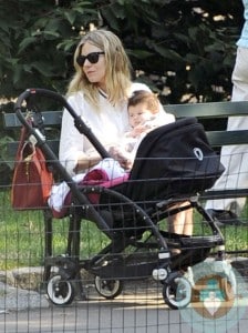 Sienna Miller in Central Park with daughter Marlowe