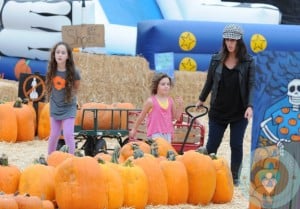 Soleil Moon Frye with daughters Jagger and Poet at the Pumpkin Patch 2012