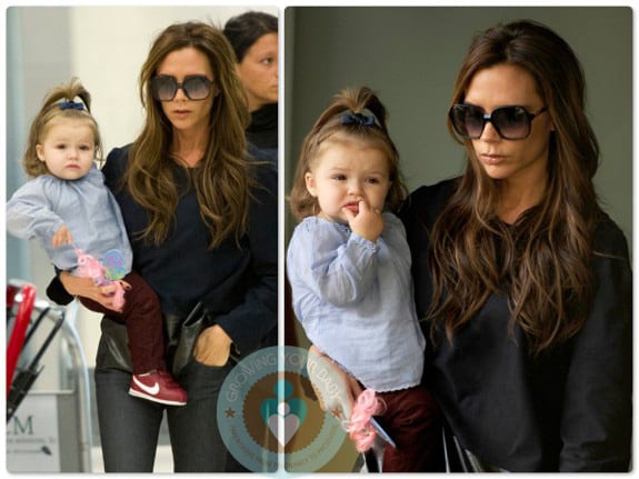 Victoria and Harper Beckham at JFK NYC