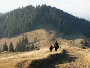 family in the mountains