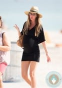A Very pregnant Gisele Bundchen on the beach in Miami 2