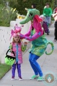 Alyson Hannigan and Alexis Denisof join in the Halloween fun, as they dress up as seahorses with their daughters Satyana and Keeva, in Los Angeles