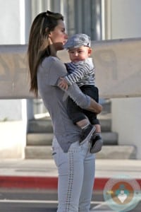 Alessandra Ambrosio is accompanied by a few friends as she takes her kids Anja and Noah for an ice cream in Brentwood