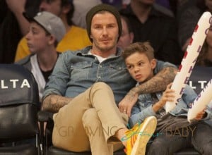 Beckham And Sons At NBA Suns vs Lakers Game