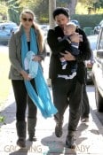 Elizabeth Berkley and husband Greg Lauren take their son Sky Cole Lauren to Coldwater Canyon Park