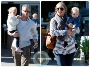 Eric Dane and Rebecca Gayheart out shopping with their daughters Billie and Georgia in LA