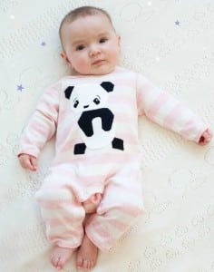 Giant Panda cotton babysuit in Pink:creme