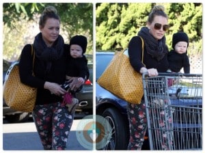 Hilary Duff with son Luca at Bristol Farms in LA