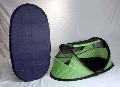 Image of recalled PeaPod Travel Bed (green) with Inflatable Air Mattress