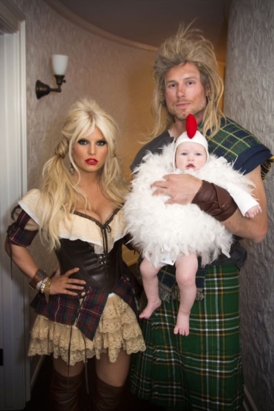 Jessica Simpson, Eric Johnson with daughter Maxwell Halloween 2012