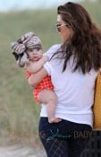 Kourtney Kardashian and Penelope Disick on the beach in Miami