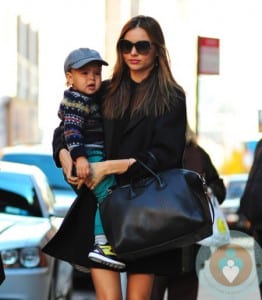 Fashionable mom Miranda Kerr takes her baby boy Flynn to work