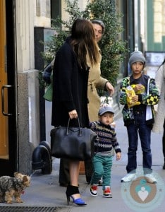 Stylish Miranda Kerr with Son Flynn Bloom Braves the Cold in a Minidress