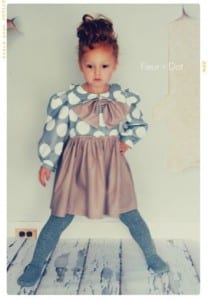 My Petite Dot Girls Dress with Peter Pan Collar and Bow from Fleur + Dot