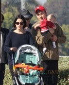 Neve Campbell Takes Caspian For A Stroll