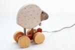 Personalized Wooden Pull Along Toy a Sheep, natural kids toy
