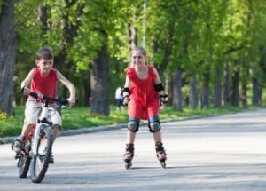 kids biking and roller blading