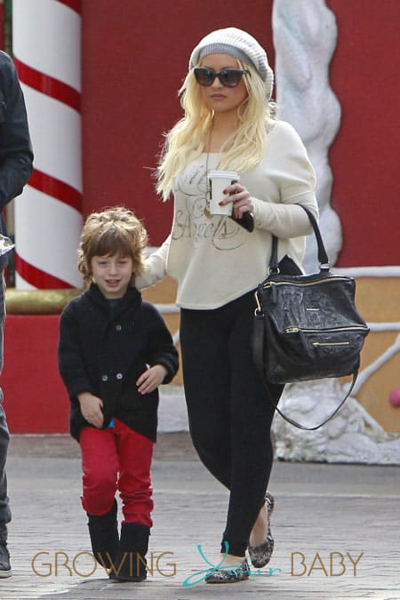 Christina Aguilera and son Max Bratman at the Grove