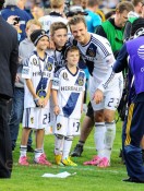 David Beckham & his sons Cruz, Romeo and Brooklyn at the LA Galaxy MLS Cup