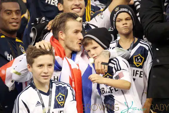 David Beckham & his sons Cruz, Romeo and Brooklyn at the LA Galaxy MLS Cup