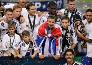 David Beckham & his sons Cruz, Romeo and Brooklyn at the LA Galaxy MLS Cup