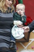 Hilary Duff and her husband Mike Comrie spend some quality time with their son Luca, as they walk around The Grove in Los Angeles