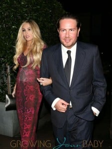 A pregnant Petra Ecclestone celebrates her 24th birthday with her husband James Stunt and older sister Tamara Ecclestone at Giorgio Baldi Italian restaurant in Santa Monica