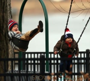 Tom Brady and his sons Jack Moynahan and Benjamin Brady play