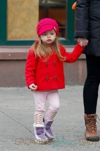 Jessica Parker's twin daughters Tabitha and Loretta Broderick wear colorful coats as they walk to school with their babysitter