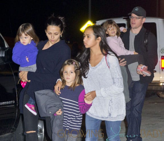 Matt Damon with his family arrive at JFK airport in NYC