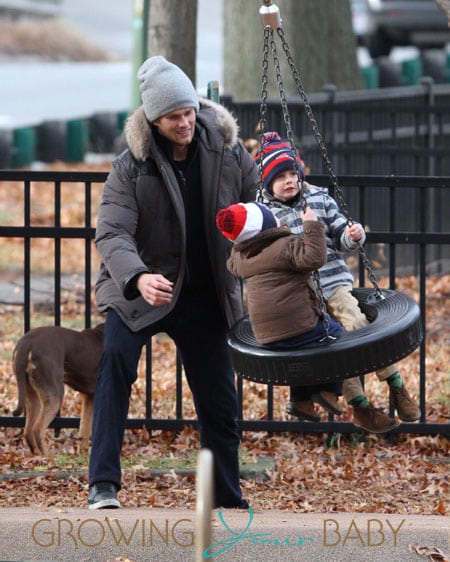 Tom Brady takes Benjamin Brady John Moynahan to play in the park then meet up with Tom's parents Tom and Galynn