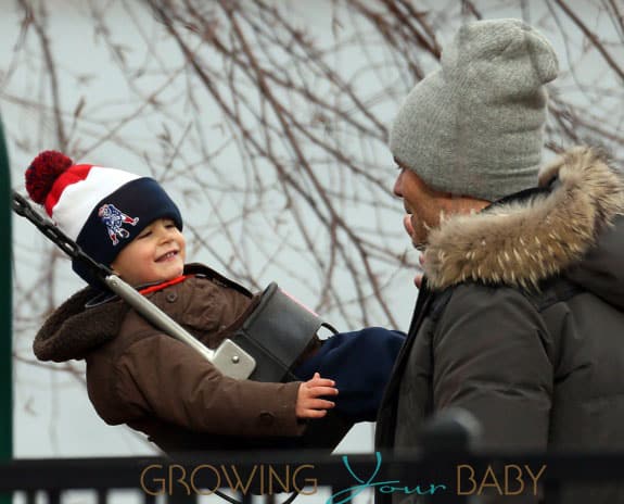 Tom Brady and his sons Jack Moynahan and Benjamin Brady play