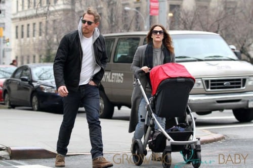 Actress Drew Barrymore and husband Will Kopelman spend the afternoon shopping in New York City with baby Olive
