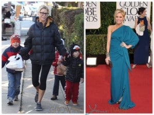 Julie Bowen with her kids before the Golden Globes 2012
